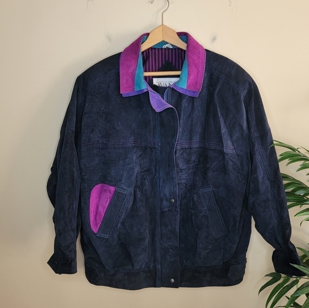 Avanti Colorblock Suede Jacket Size Large